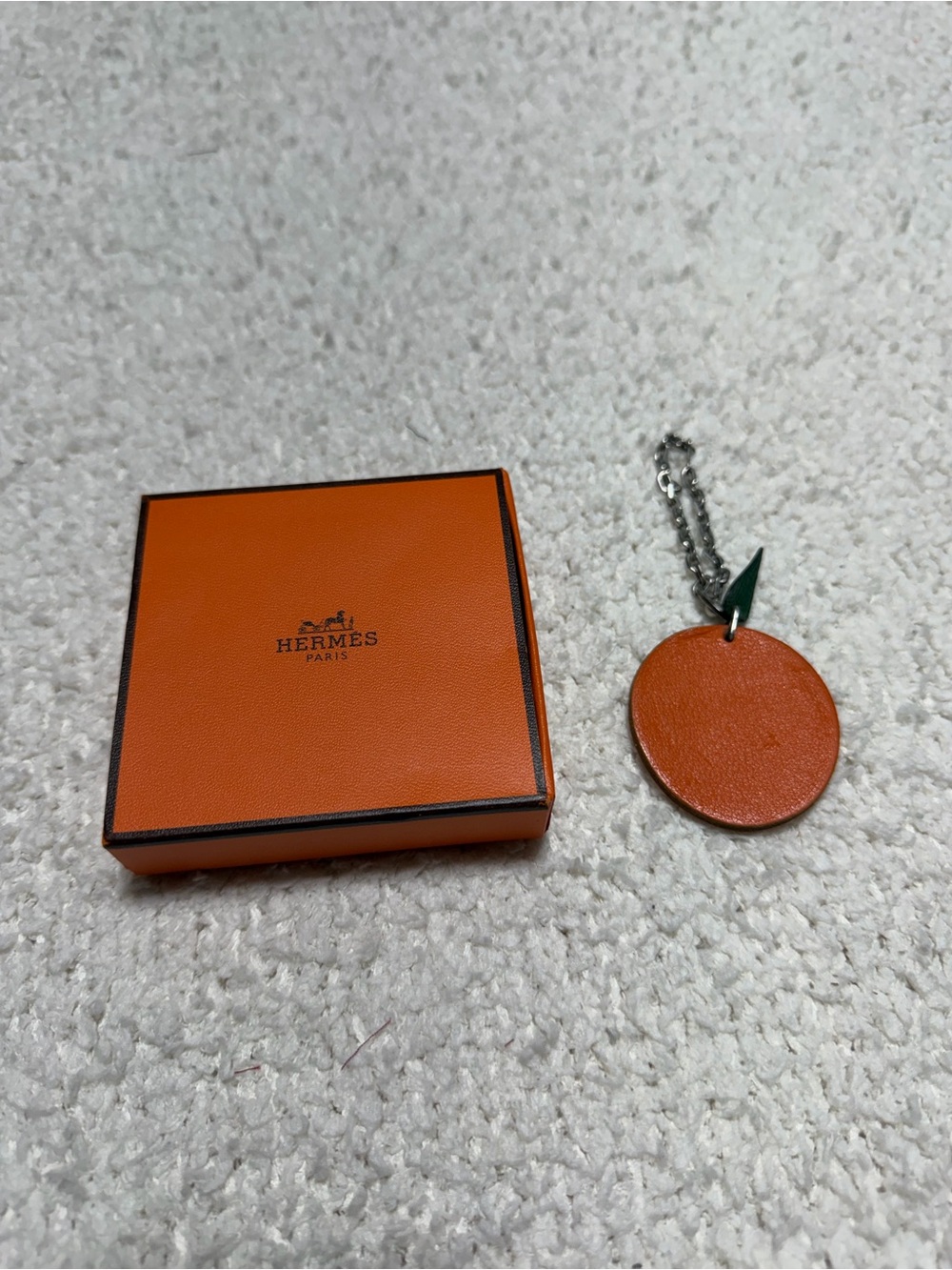 Hermès Orange Fruit Charm Leather Bag Charm Keychain